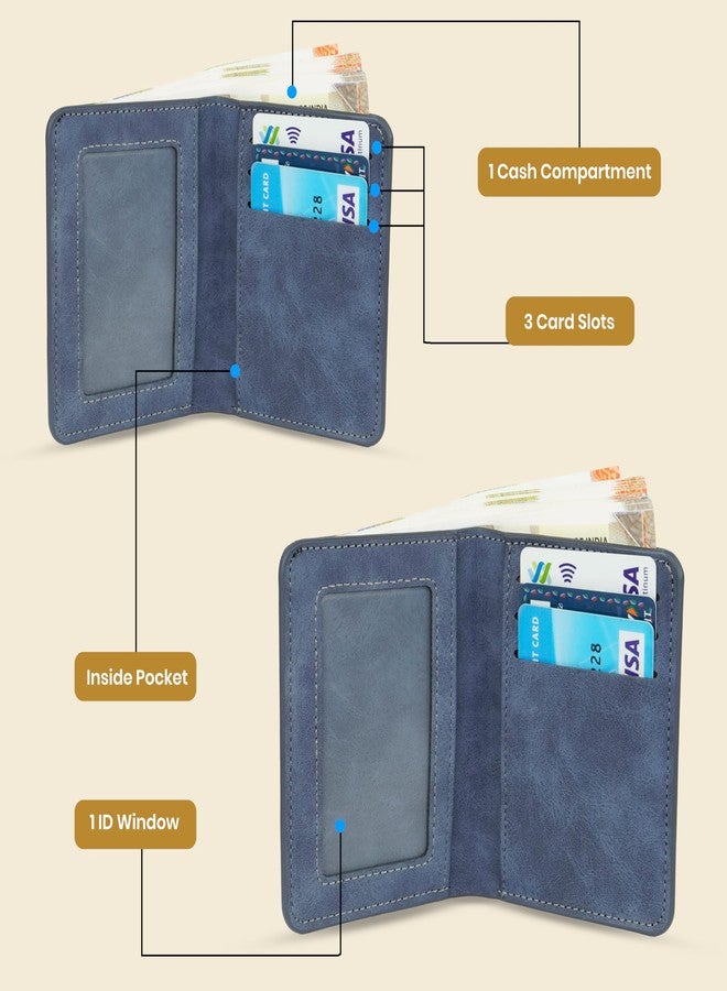 Storite Men's PU Leather RFID Protected Slim Bi-Fold Money Credit Card Holder Wallet Purse (Blue-11 x 8.5 x 0.8cm) - Image 3